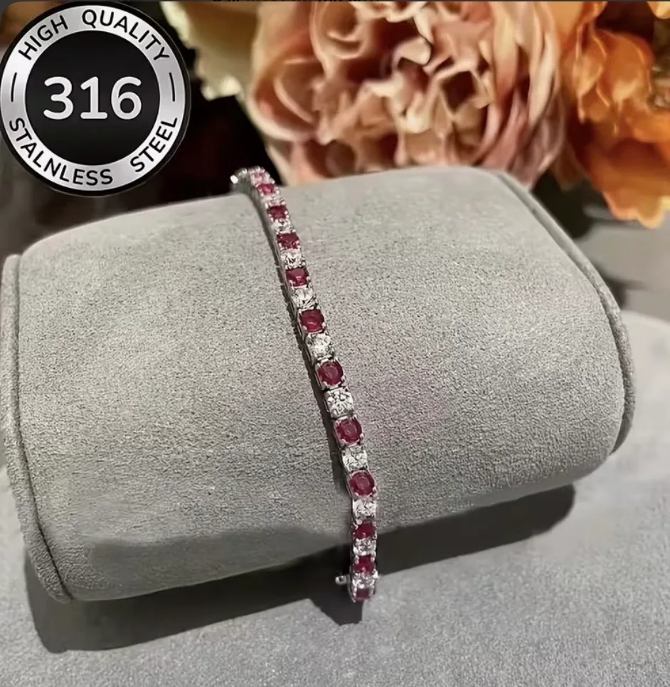 Elegant Stainless Steel Crystal Tennis Bracelet — photo 2