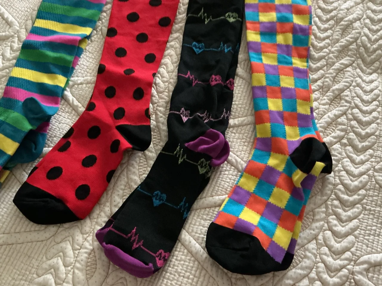 four pairs of funky sock co compression socks women’s size 7 to 8 — photo 3