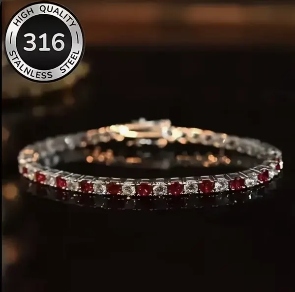 Elegant Stainless Steel Crystal Tennis Bracelet