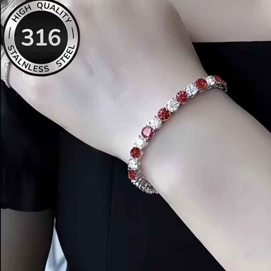 Elegant Stainless Steel Crystal Tennis Bracelet — photo 4