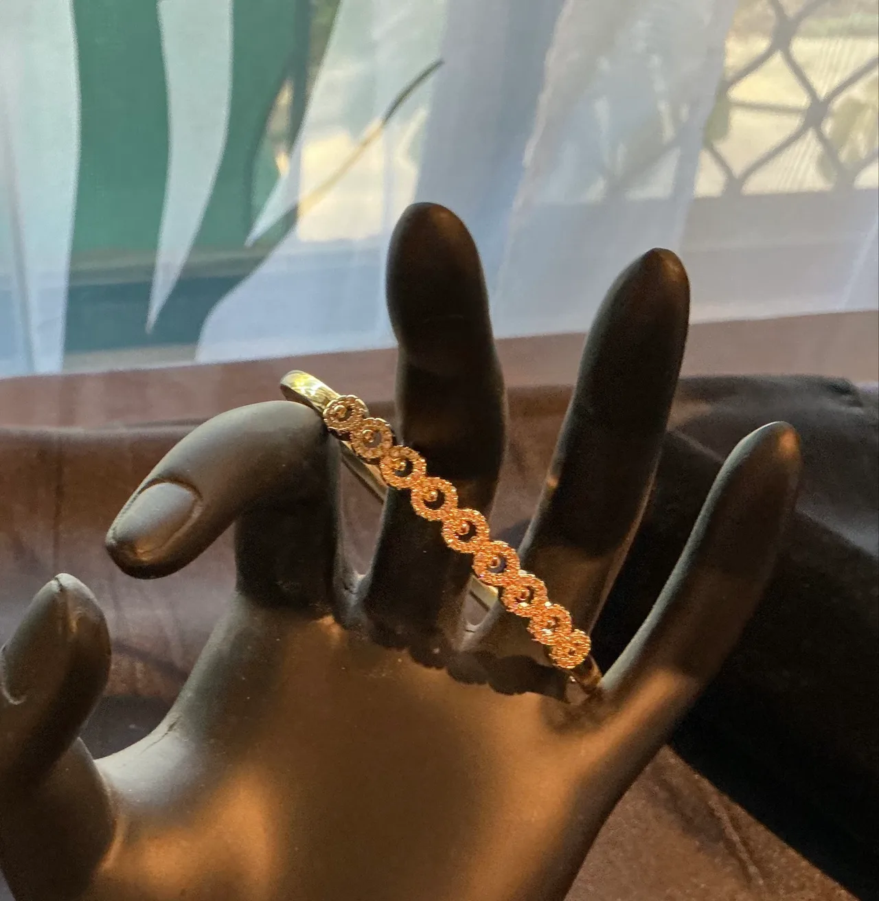 stainless steel gold tone crystal hinged bangle bracelet — photo 2