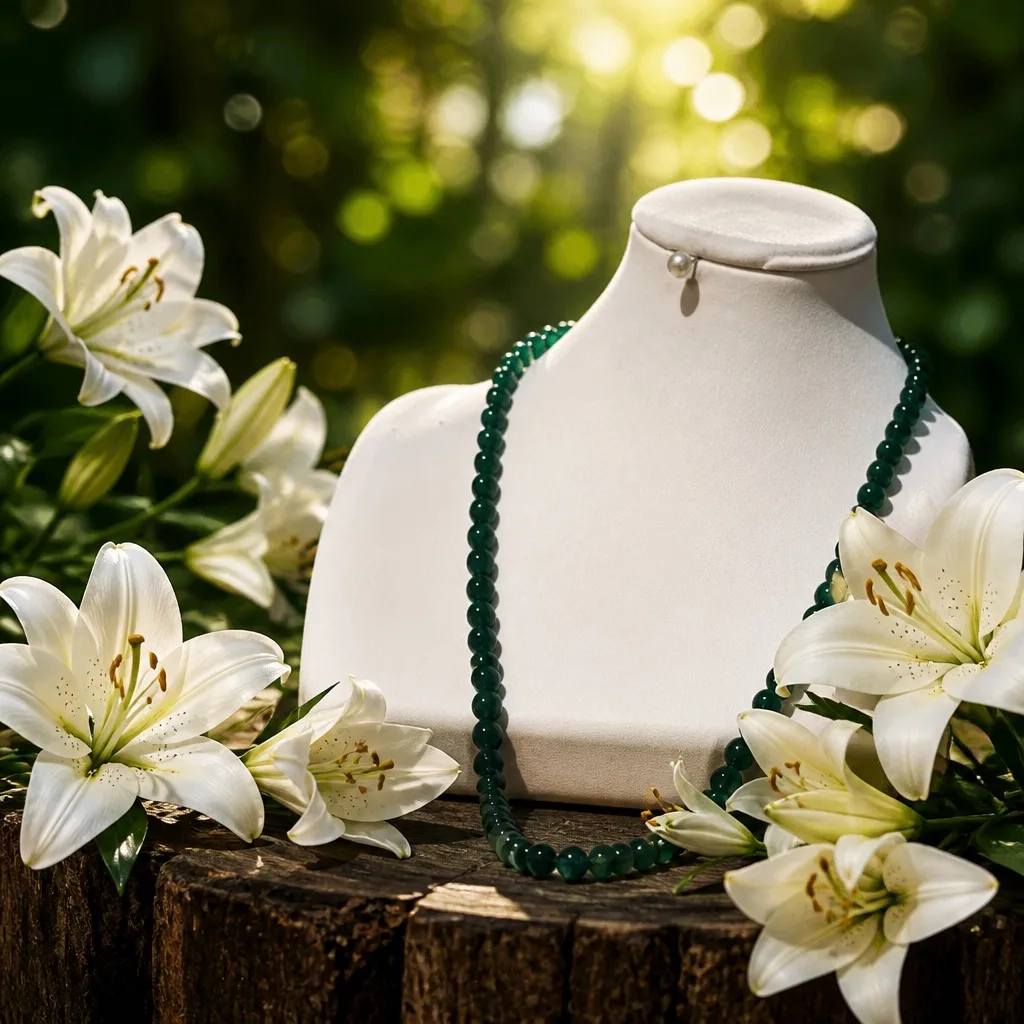 Elegant Emerald and Stainless Steel Necklace — photo 3