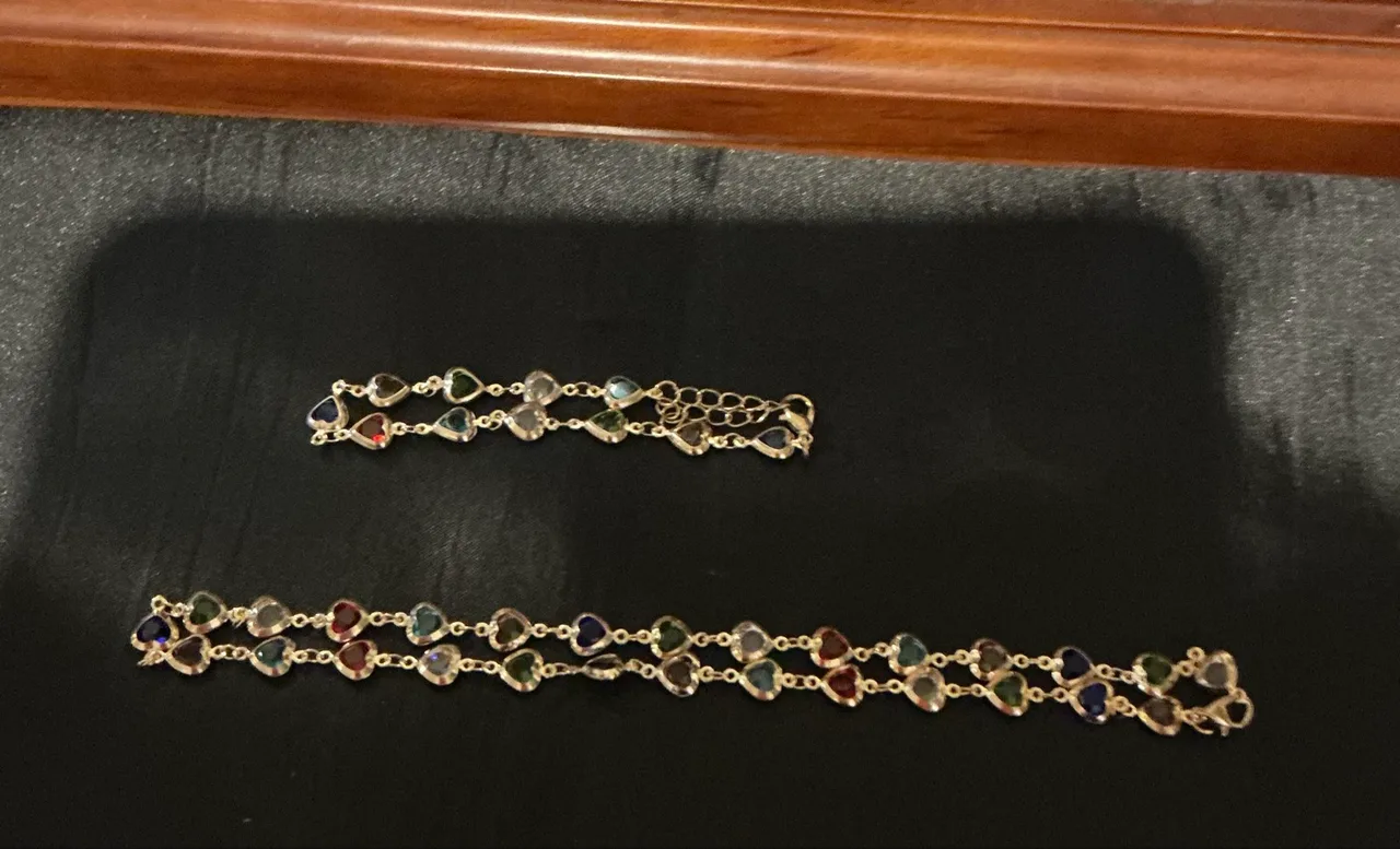 stainless steel crystal bracelet necklace set — photo 4
