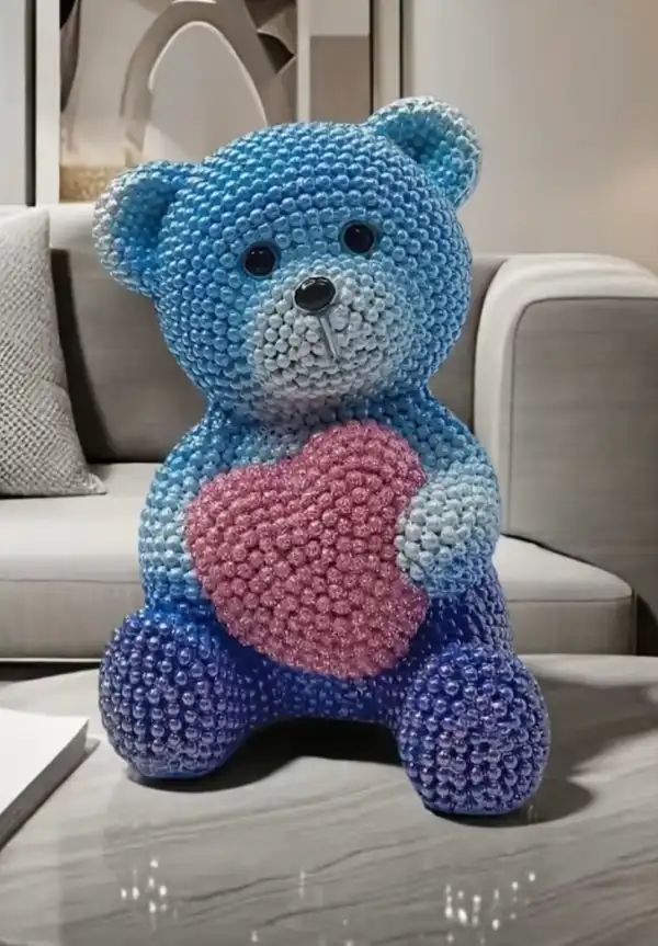 small blue teddy bear ceramic