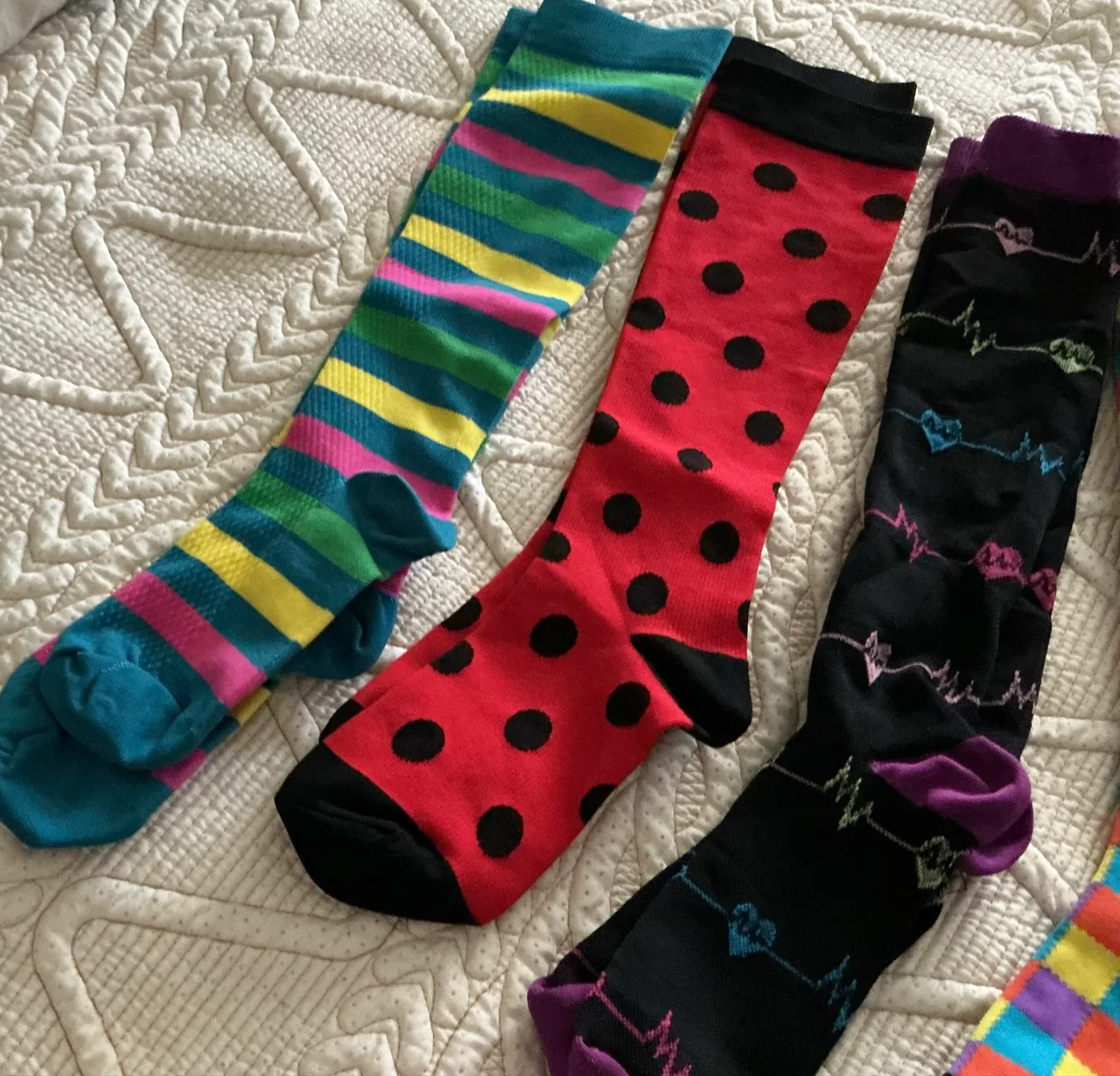 four pairs of funky sock co compression socks women’s size 7 to 8 — photo 2