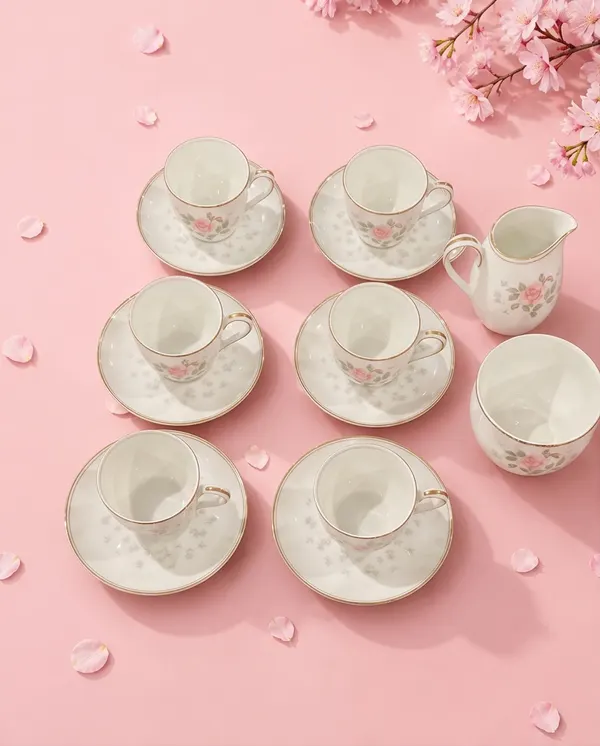 Elegant Noritake Rosebud Coffee Set