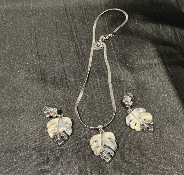 stainless steel earring and pendant set