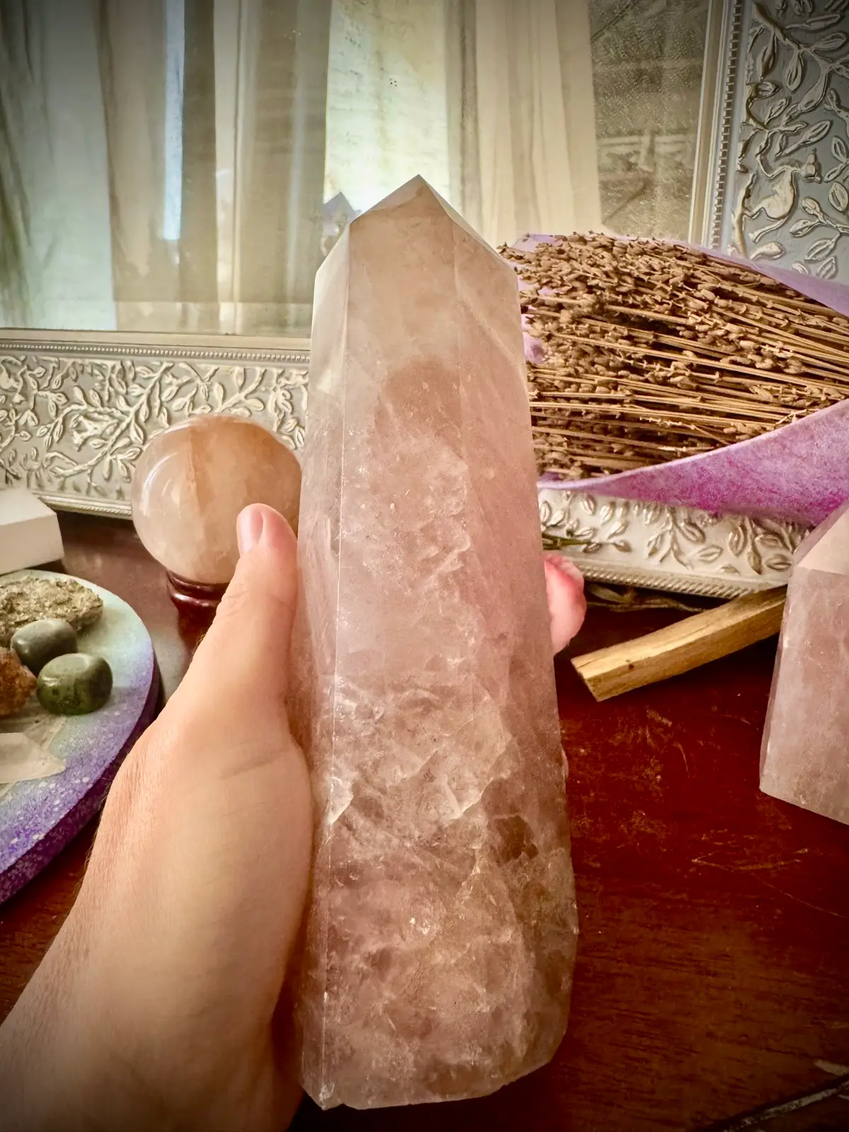 Large Rose Quartz Crystal Tower – photo 10