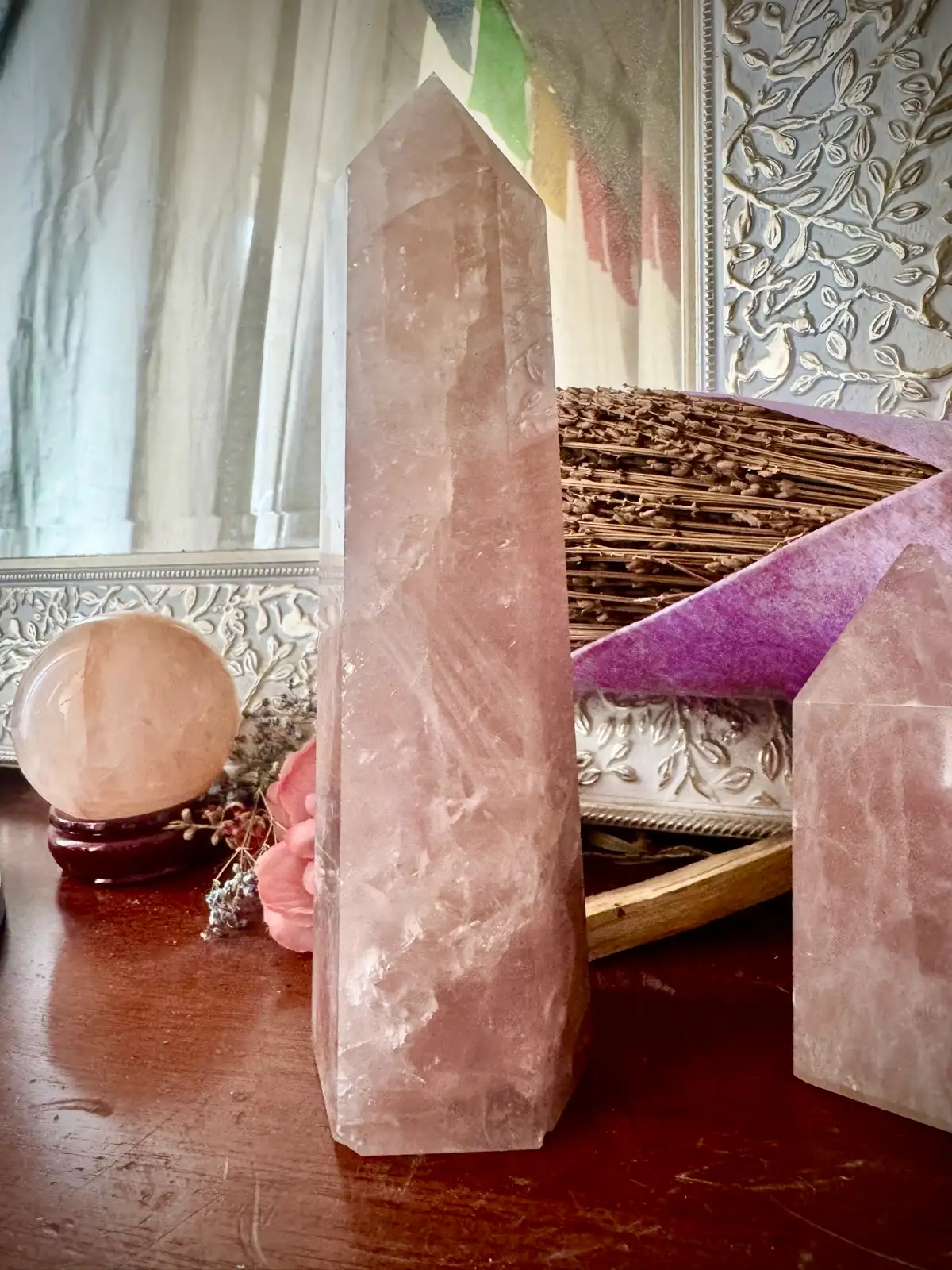Large Rose Quartz Crystal Tower – photo 4