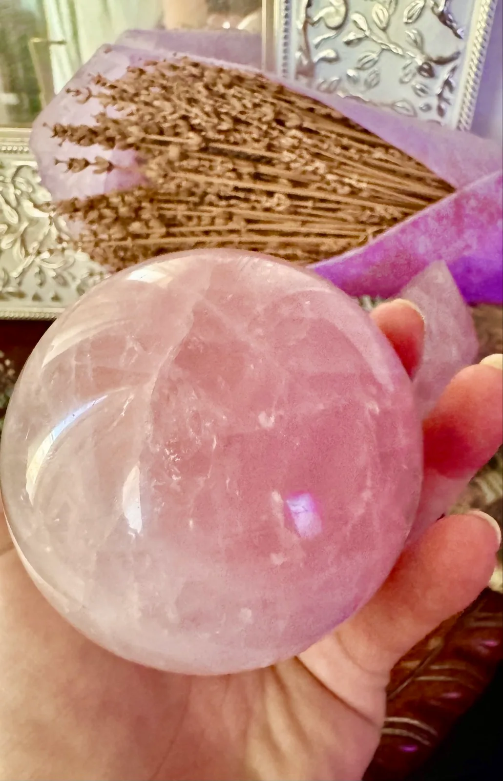 Large Rose Quartz Crystal Sphere – photo 6
