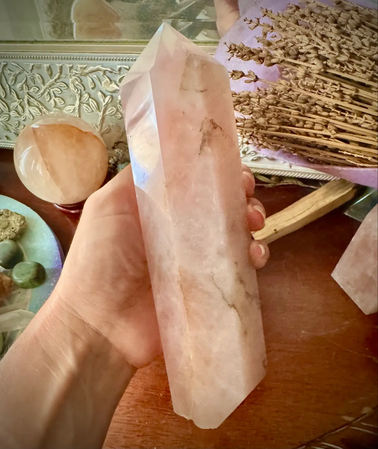 Rose Quartz Crystal Large Chunky tall tower – photo 8