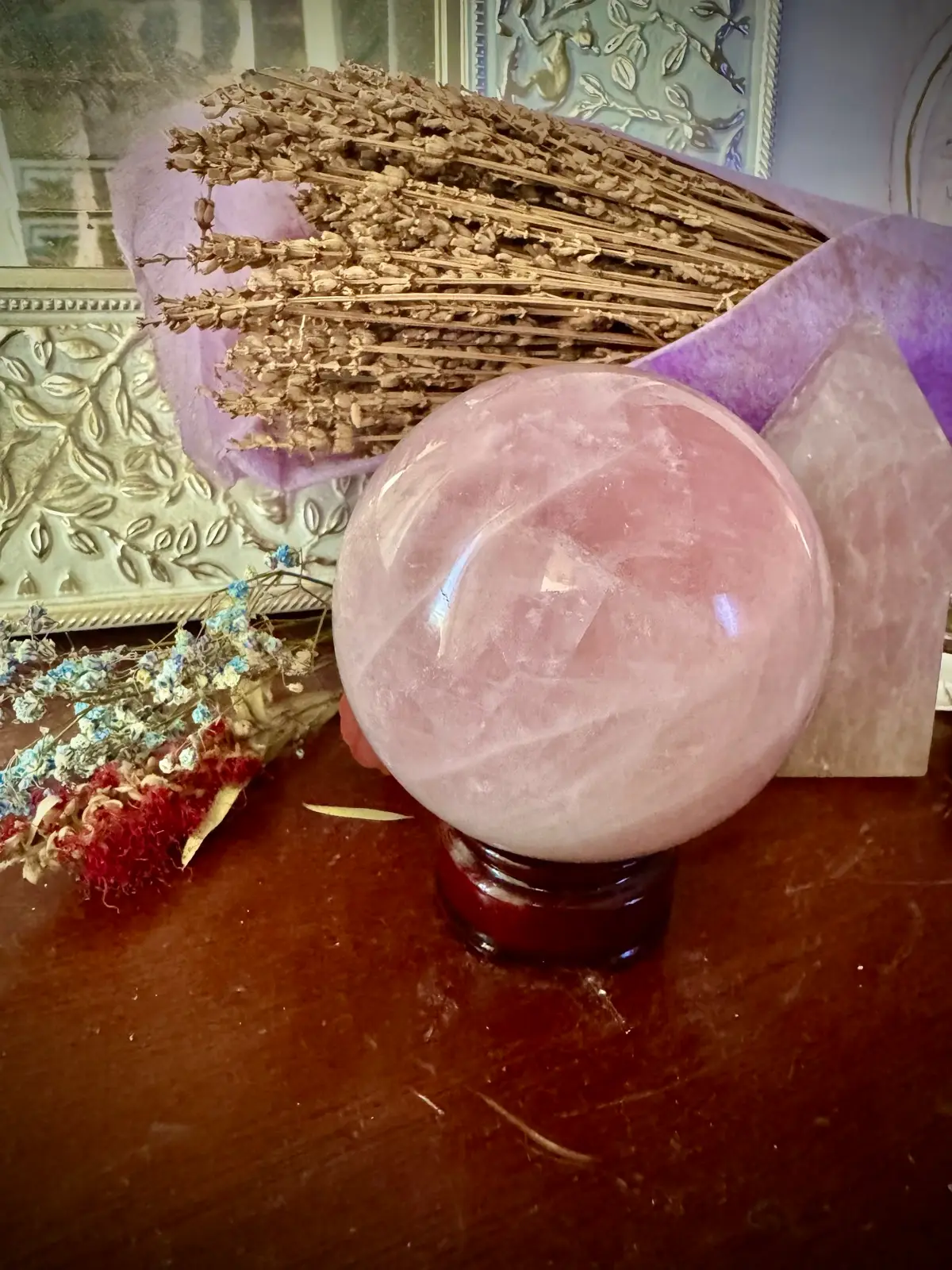 Large Rose Quartz Crystal Sphere – photo 3