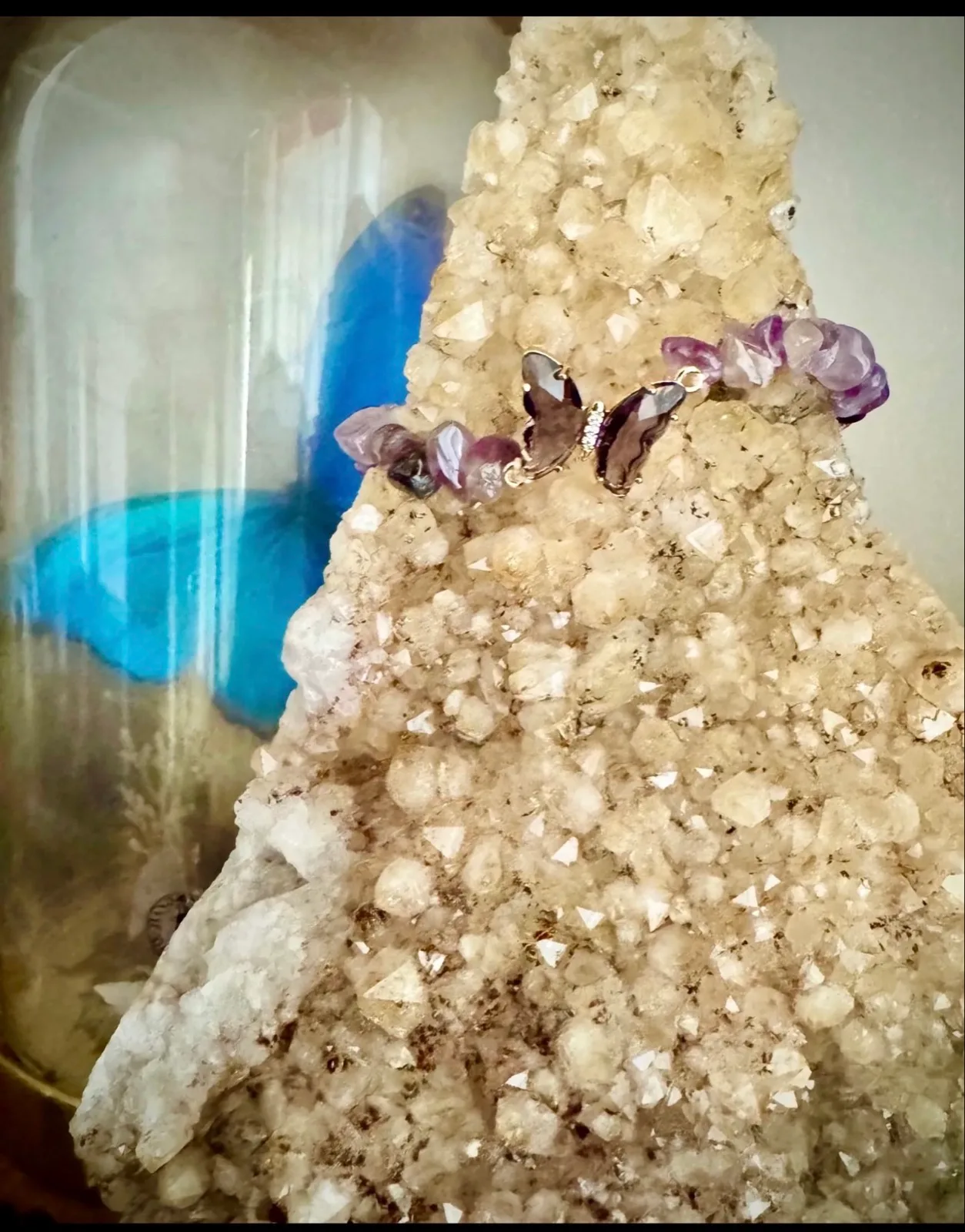 Amethyst Crystal Chip bracelet with Butterfly charm – photo 5