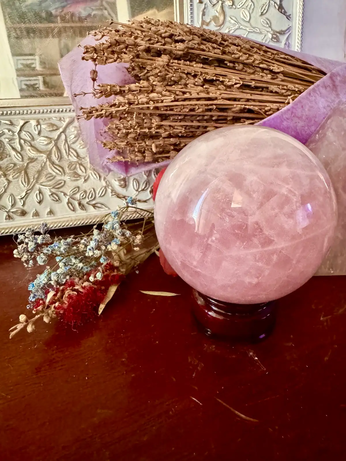 Large Rose Quartz Crystal Sphere – photo 8