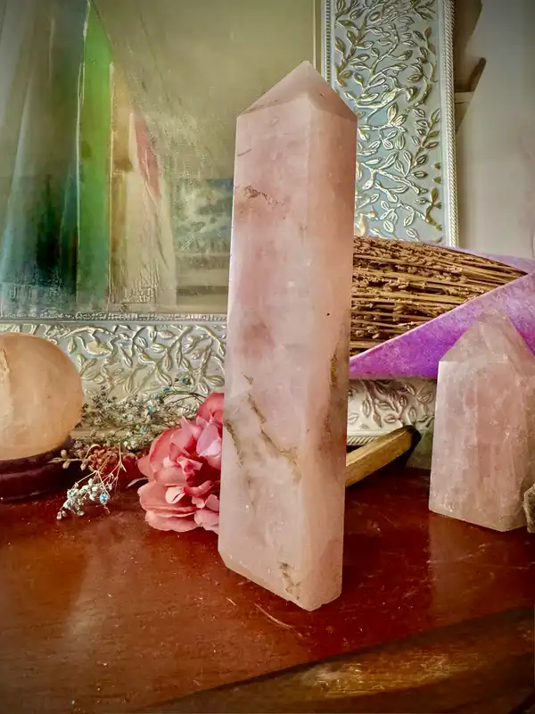 Rose Quartz Crystal Large Chunky tall tower