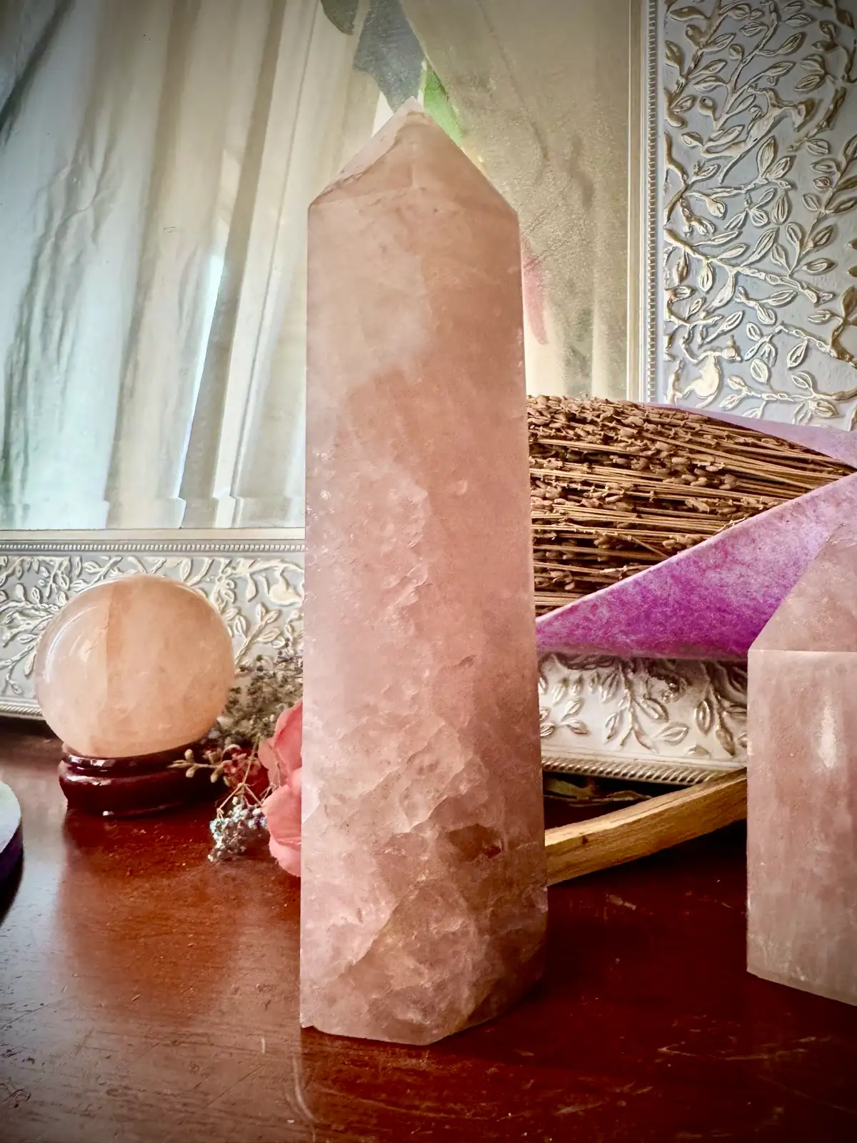 Large Rose Quartz Crystal Tower – photo 5
