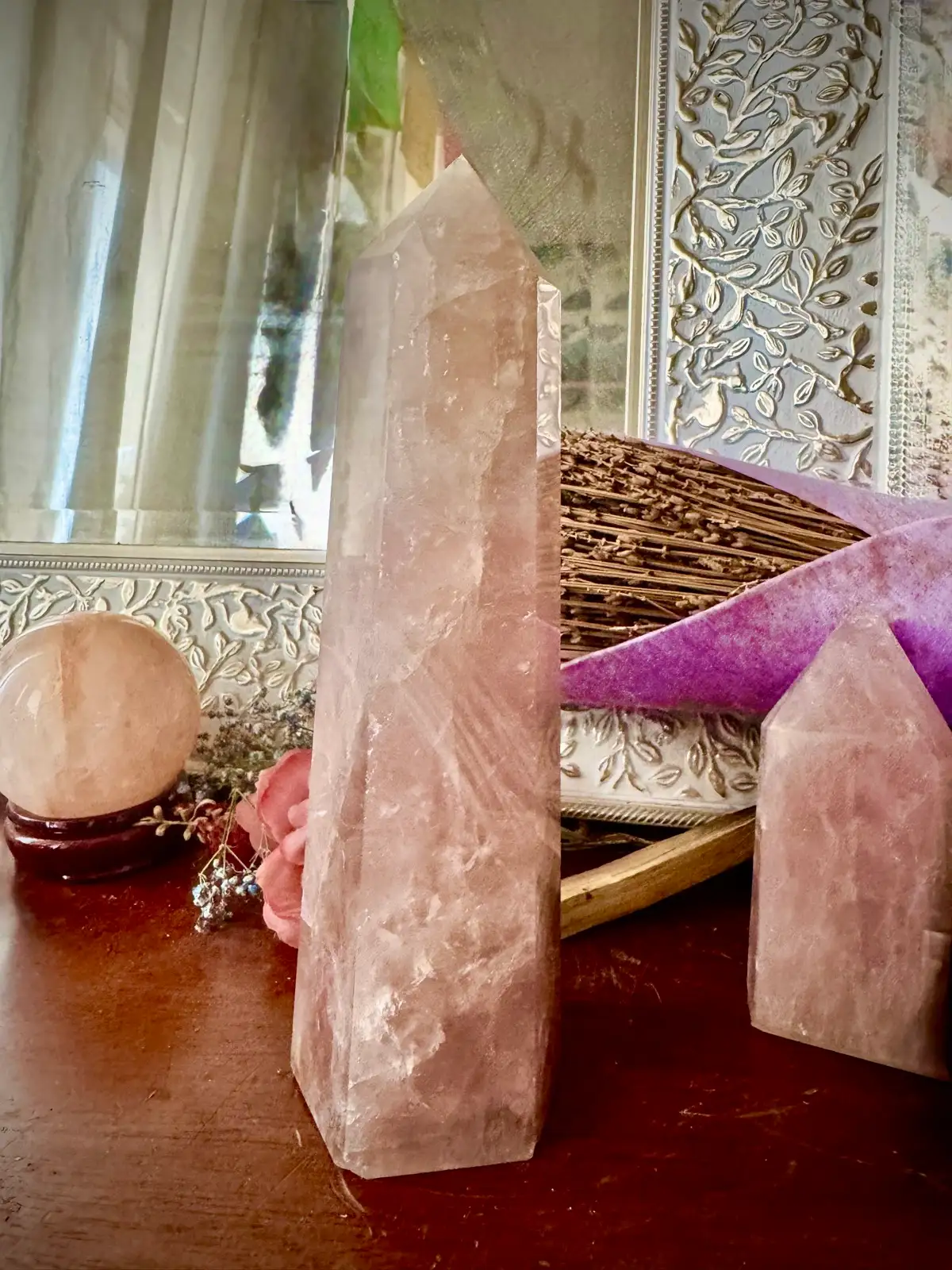 Large Rose Quartz Crystal Tower – photo 8