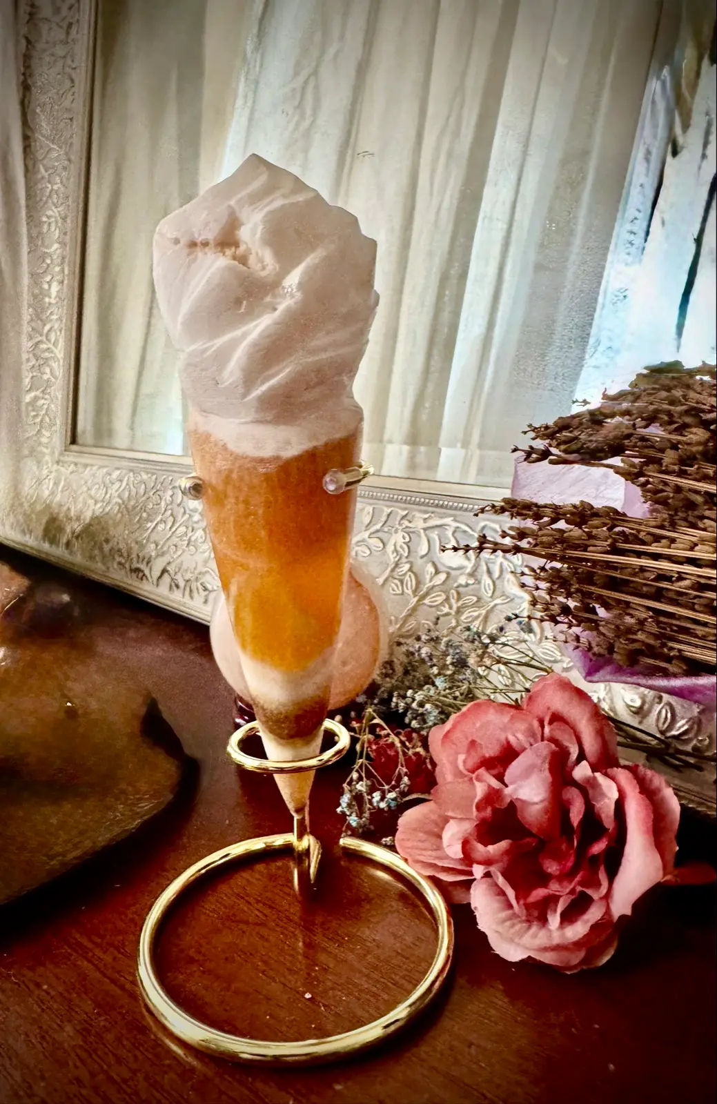 Orange Calcite Crystal Ice-cream Cone Carving – photo 5