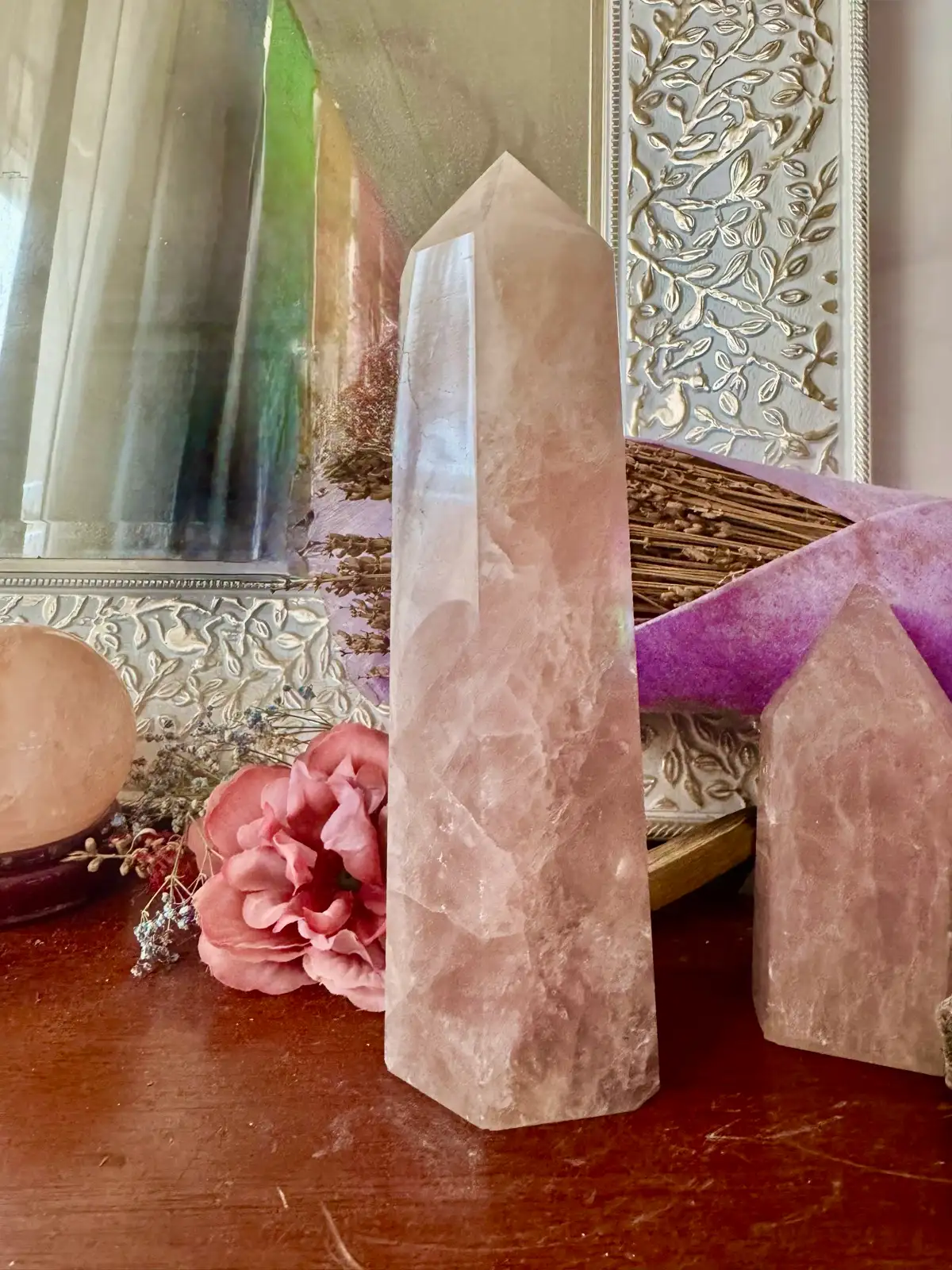 Large Rose Quartz Crystal Tower – photo 2