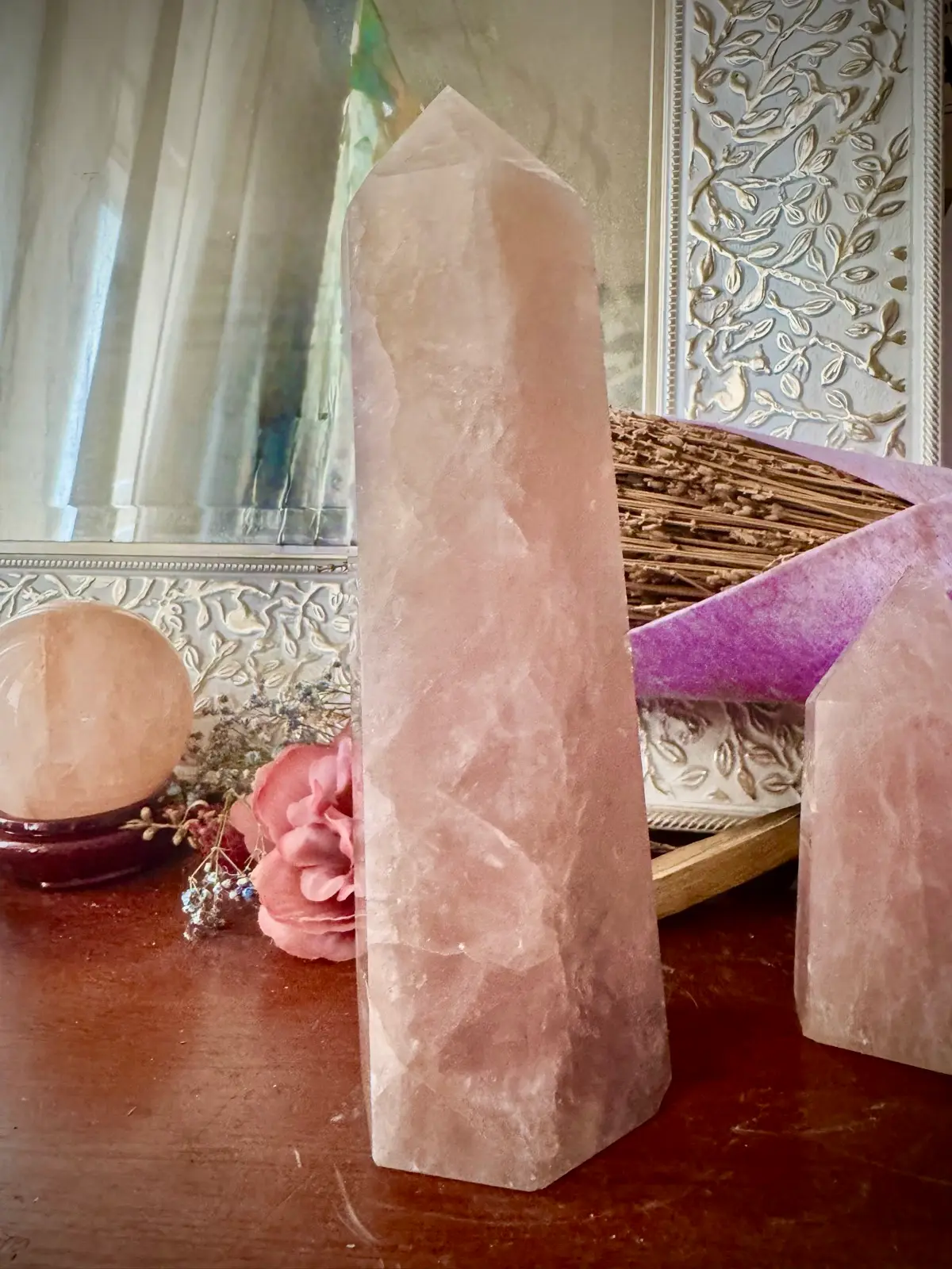 Large Rose Quartz Crystal Tower – photo 7