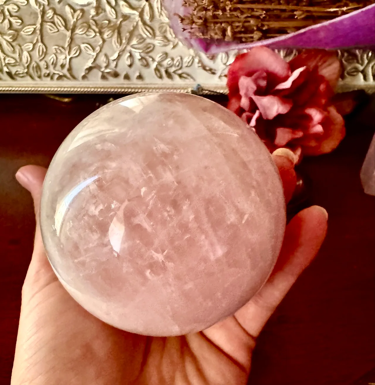 Large Rose Quartz Crystal Sphere – photo 7