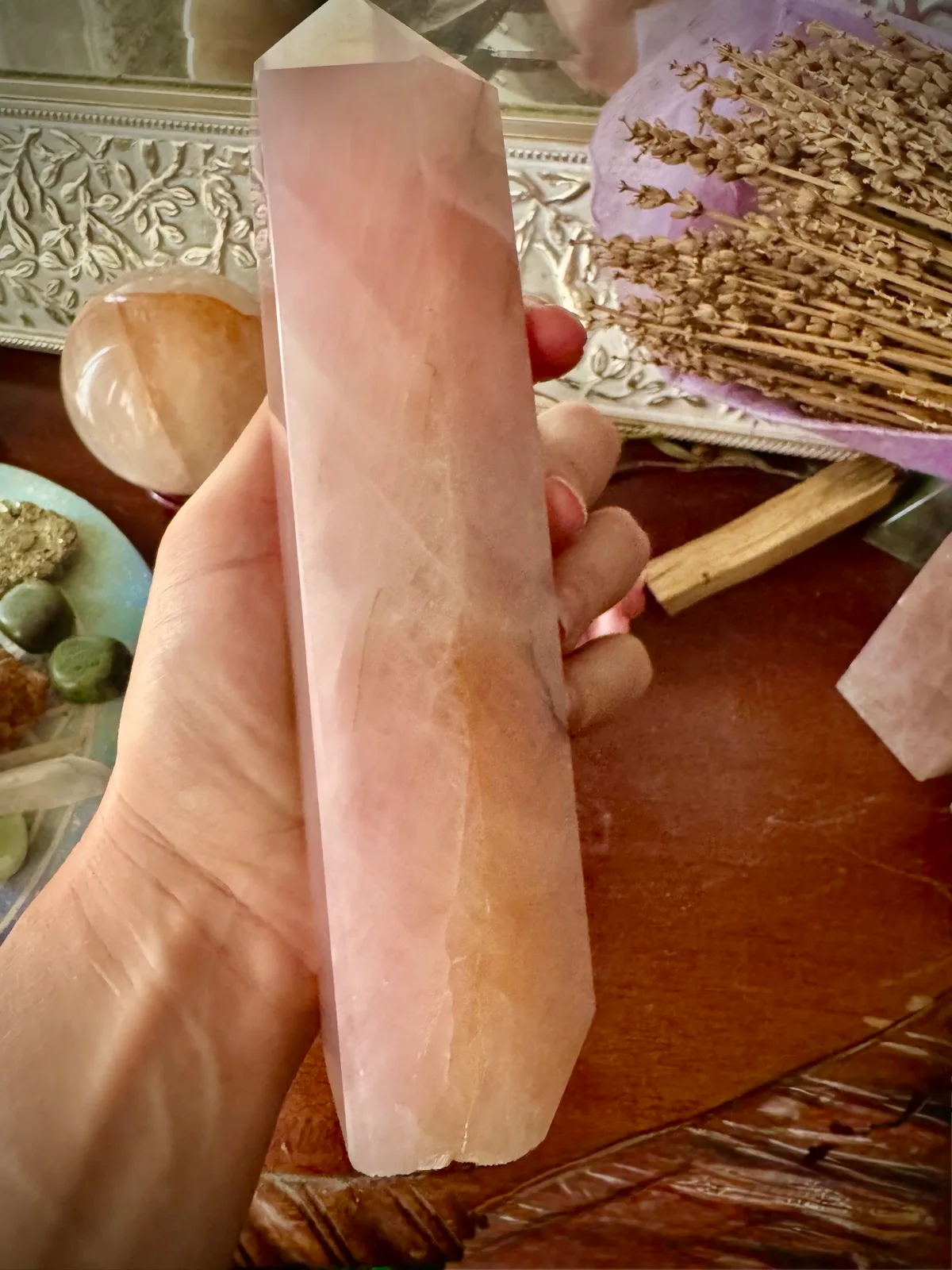 Rose Quartz Crystal Large Chunky tall tower – photo 11