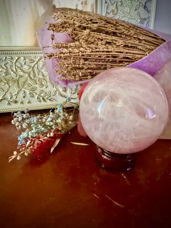 Large Rose Quartz Crystal Sphere