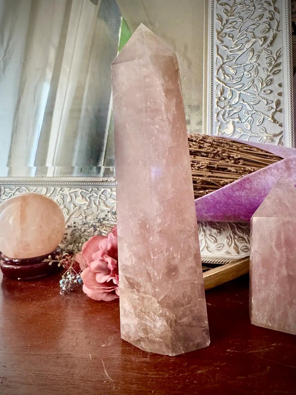 Large Rose Quartz Crystal Tower – photo 6