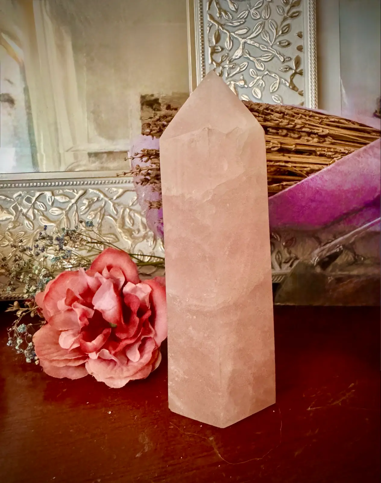 Large Rose Quartz Crystal Chunky Tower – photo 2
