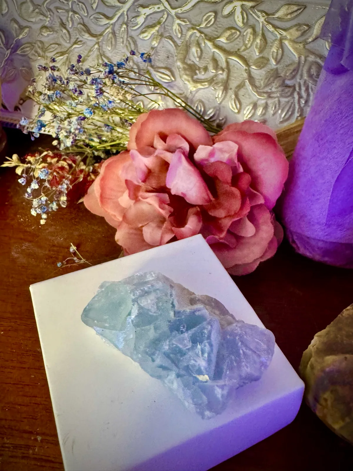Blue Fujian Cubic Fluorite Cluster Rare Mineral crystal – photo 2