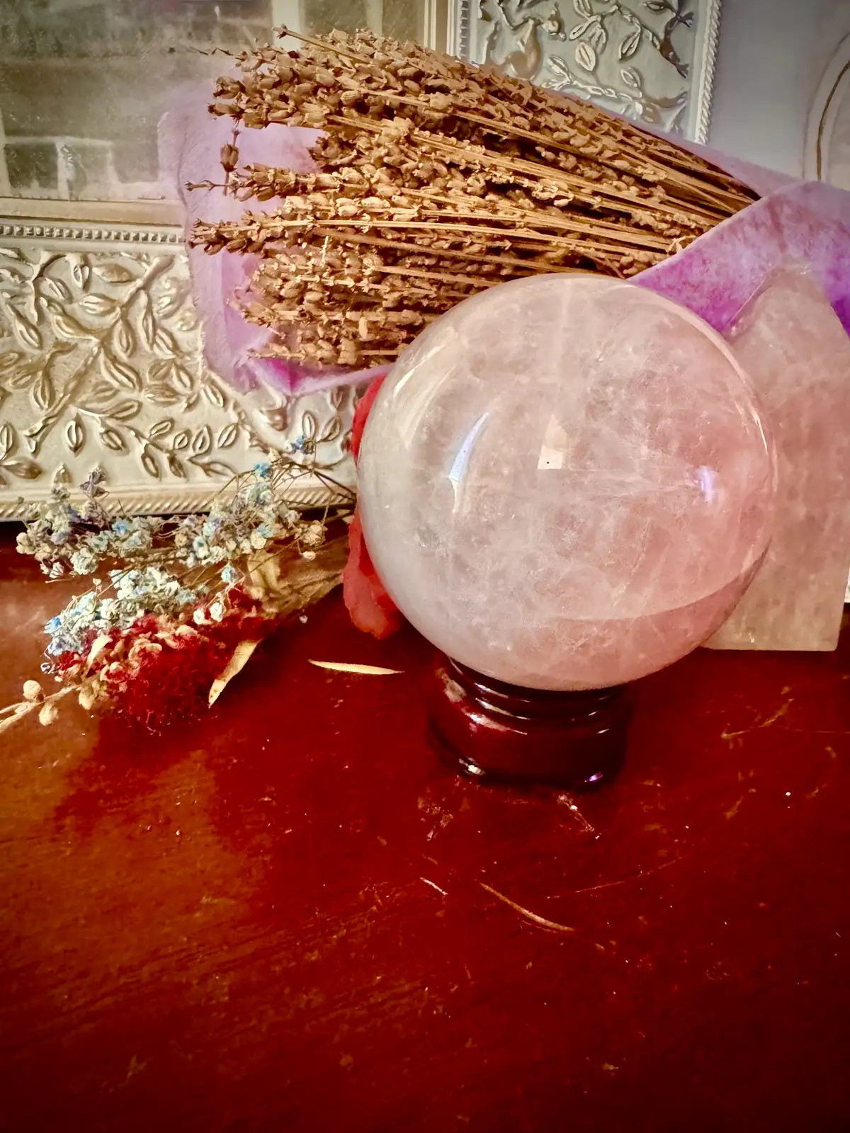 Large Rose Quartz Crystal Sphere – photo 2