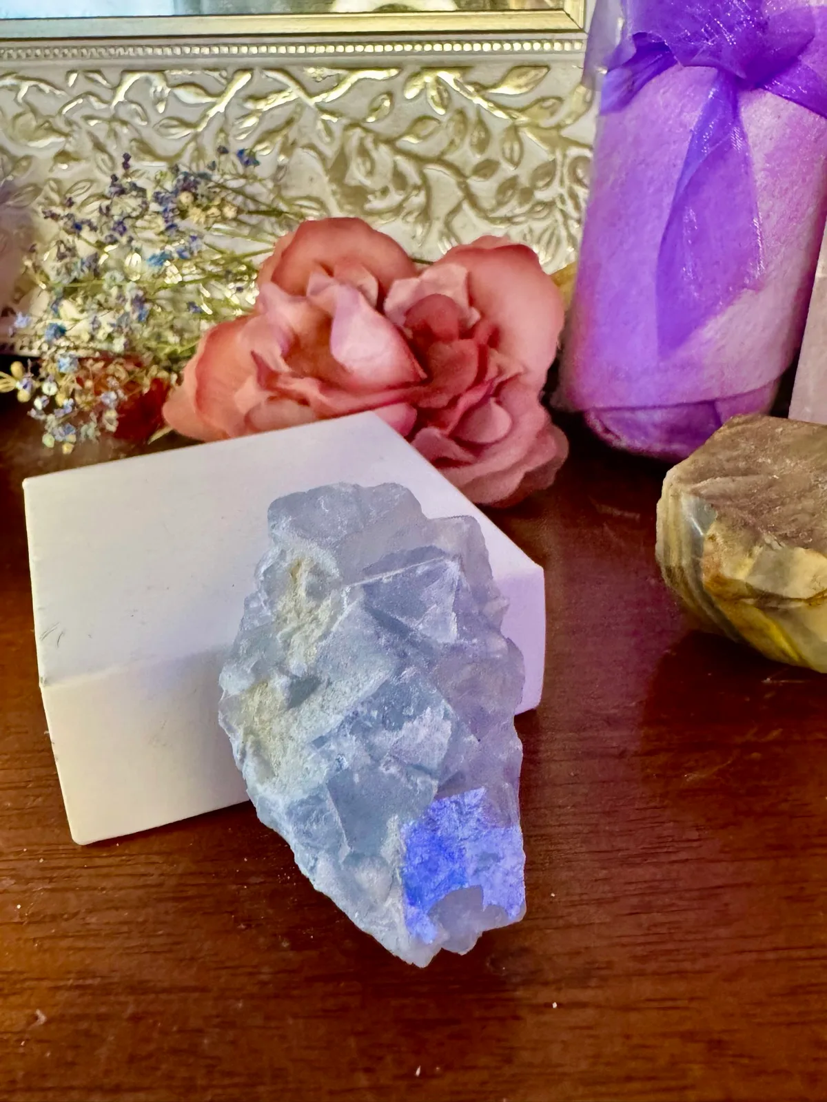 Blue Fujian Cubic Fluorite Cluster Rare Mineral crystal – photo 10