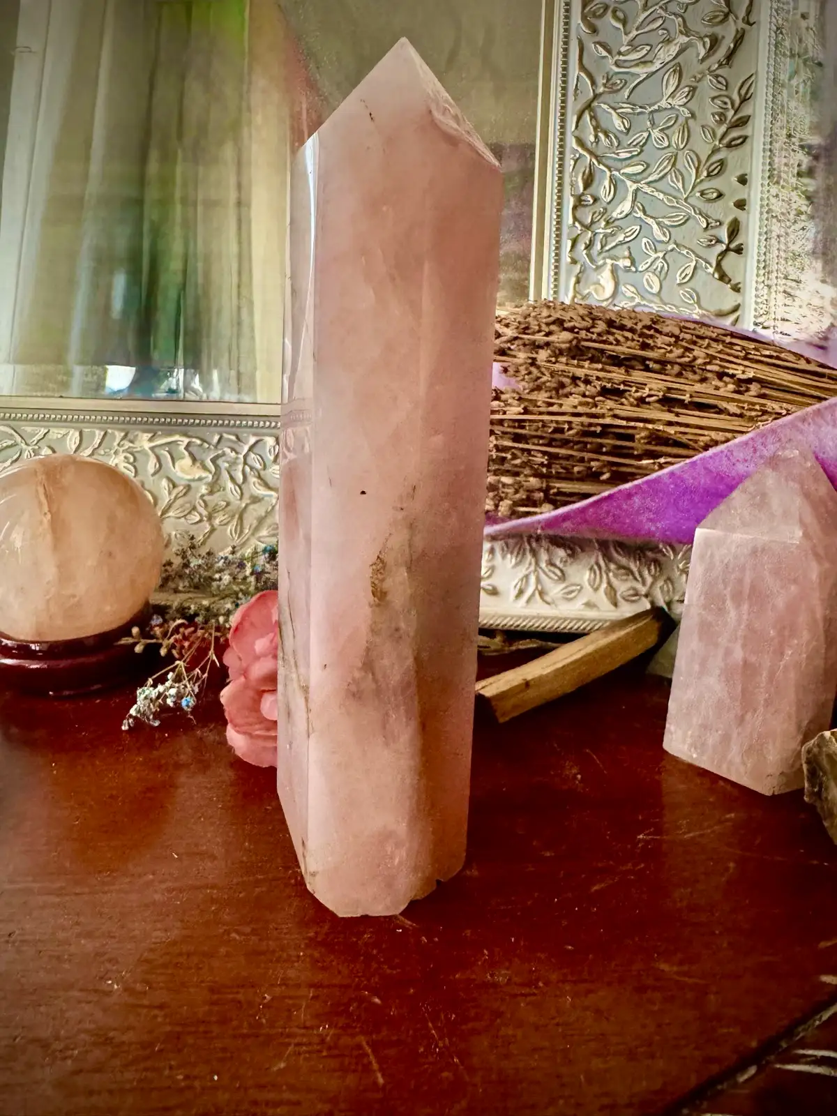 Rose Quartz Crystal Large Chunky tall tower – photo 9