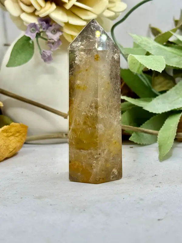 Smokey Quartz Crystal Tower with Citrine