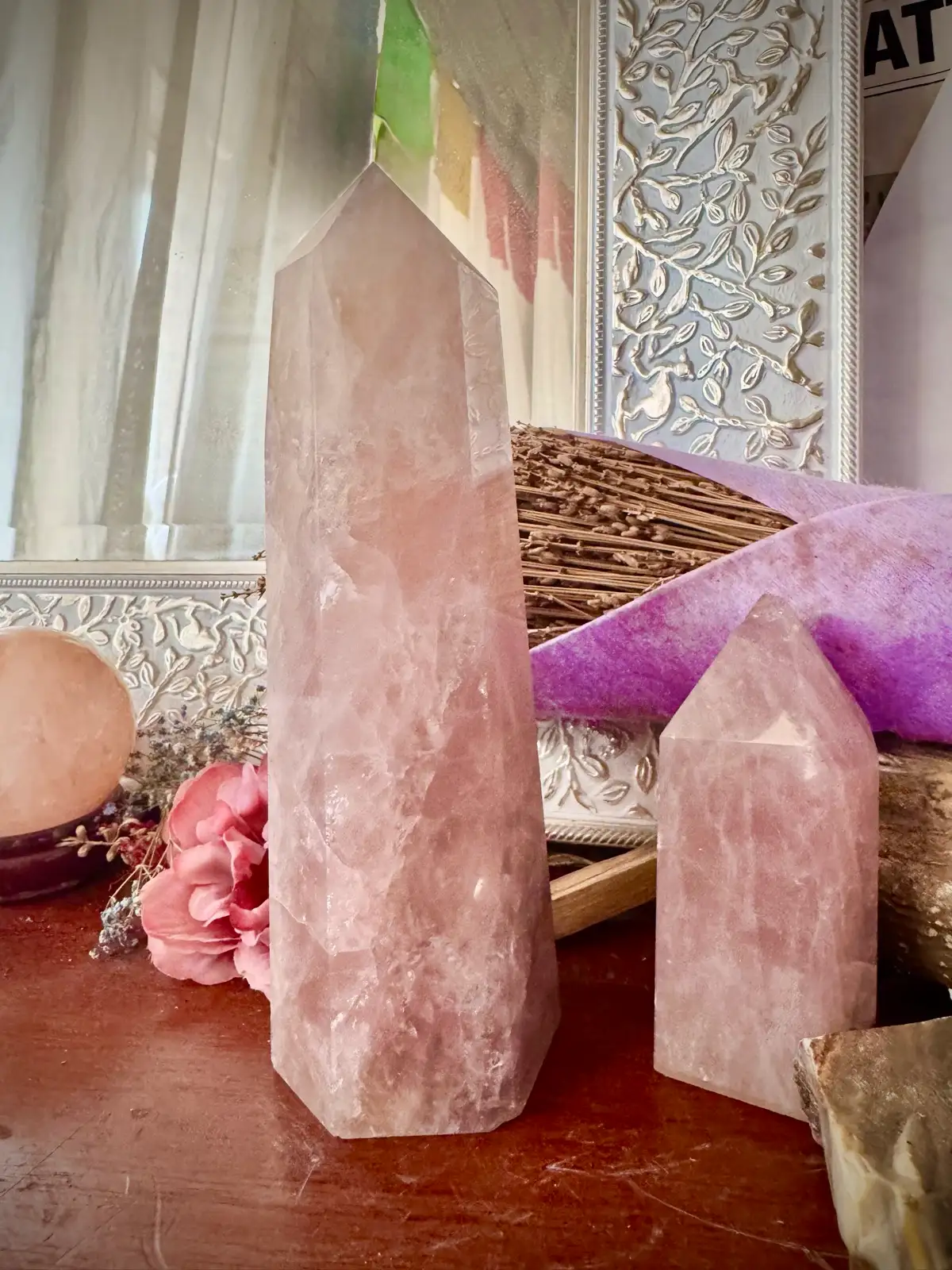 Large Rose Quartz Crystal Tower – photo 3