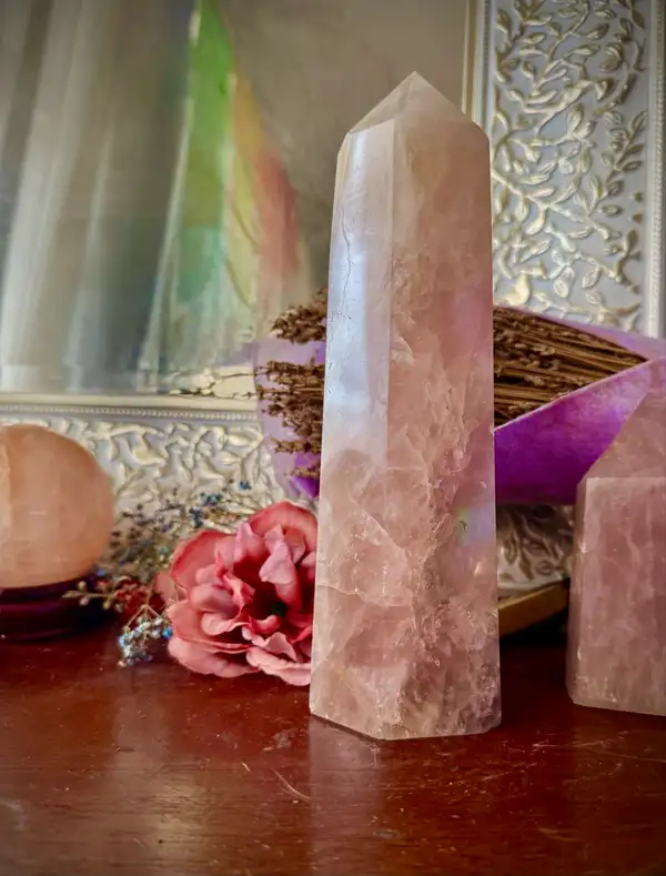 Large Rose Quartz Crystal Tower