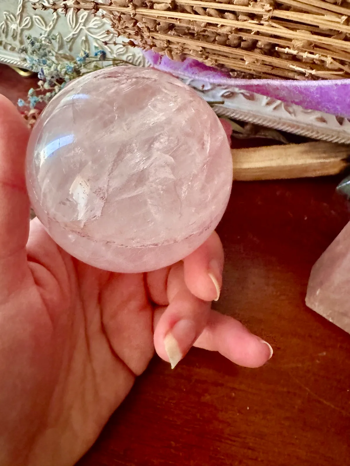 Rose Quartz Large Crystal Sphere – photo 7