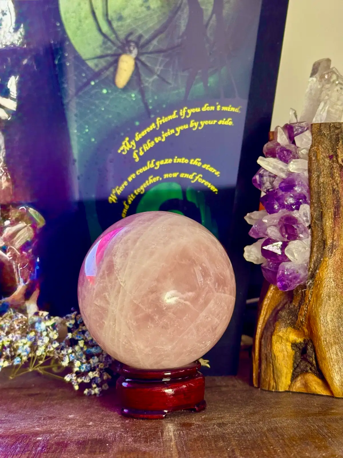 Large Rose Quartz Crystal Sphere – photo 11