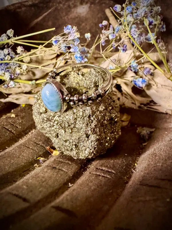 Larimar Hand made sterling silver ring
