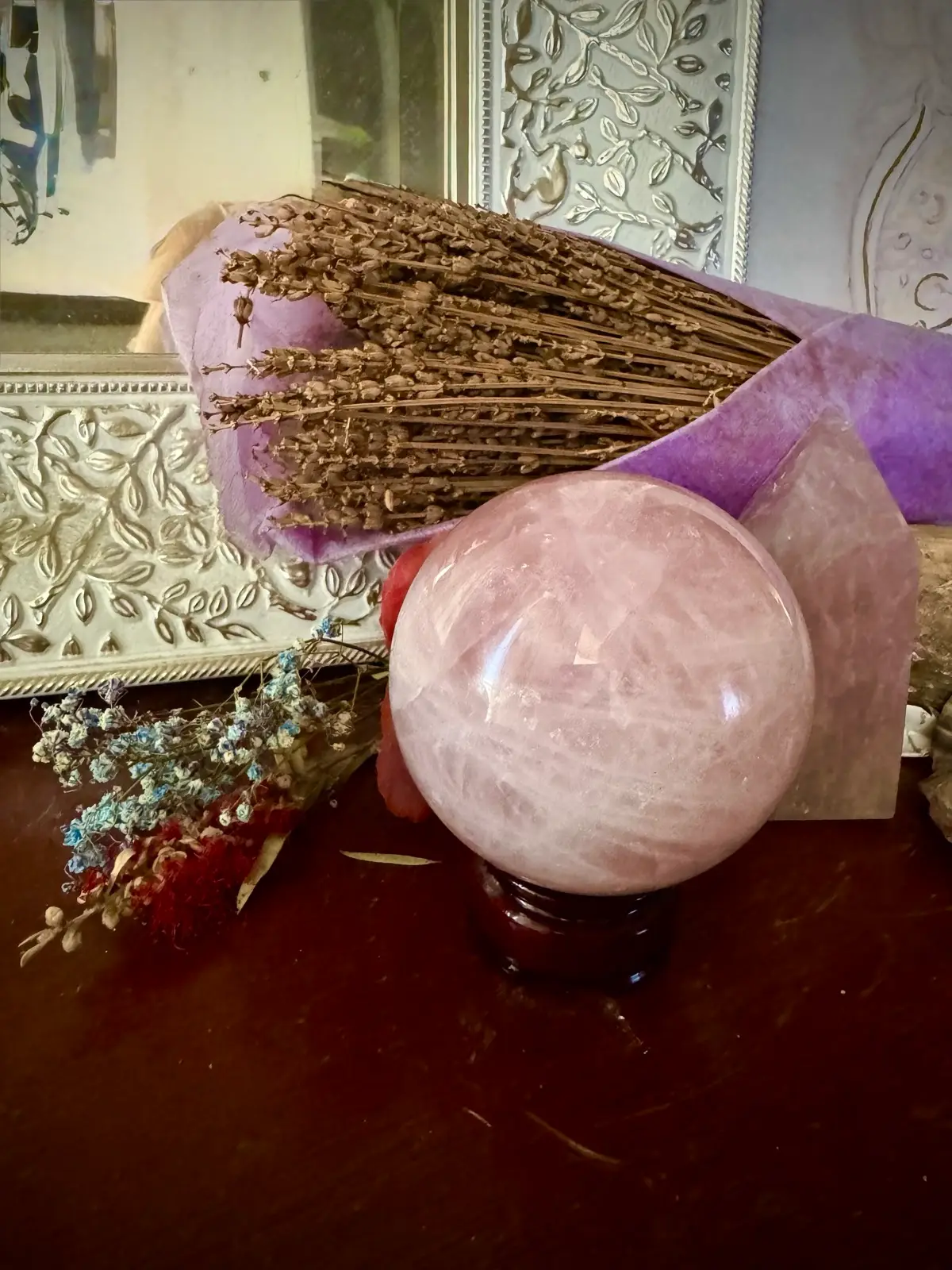 Large Rose Quartz Crystal Sphere – photo 5