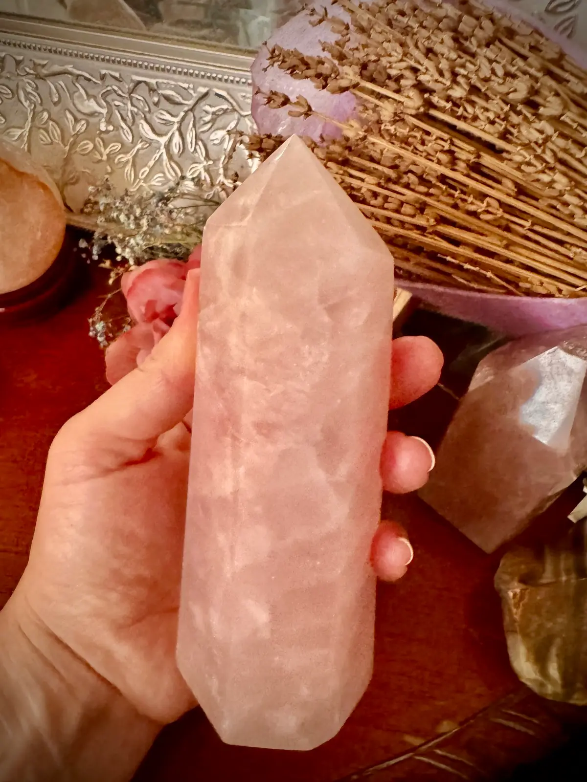 Large Rose Quartz Crystal Chunky Tower – photo 5