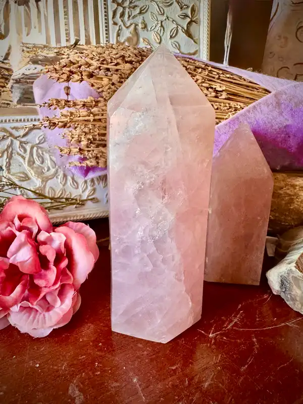 Large Rose Quartz Crystal Chunky Tower