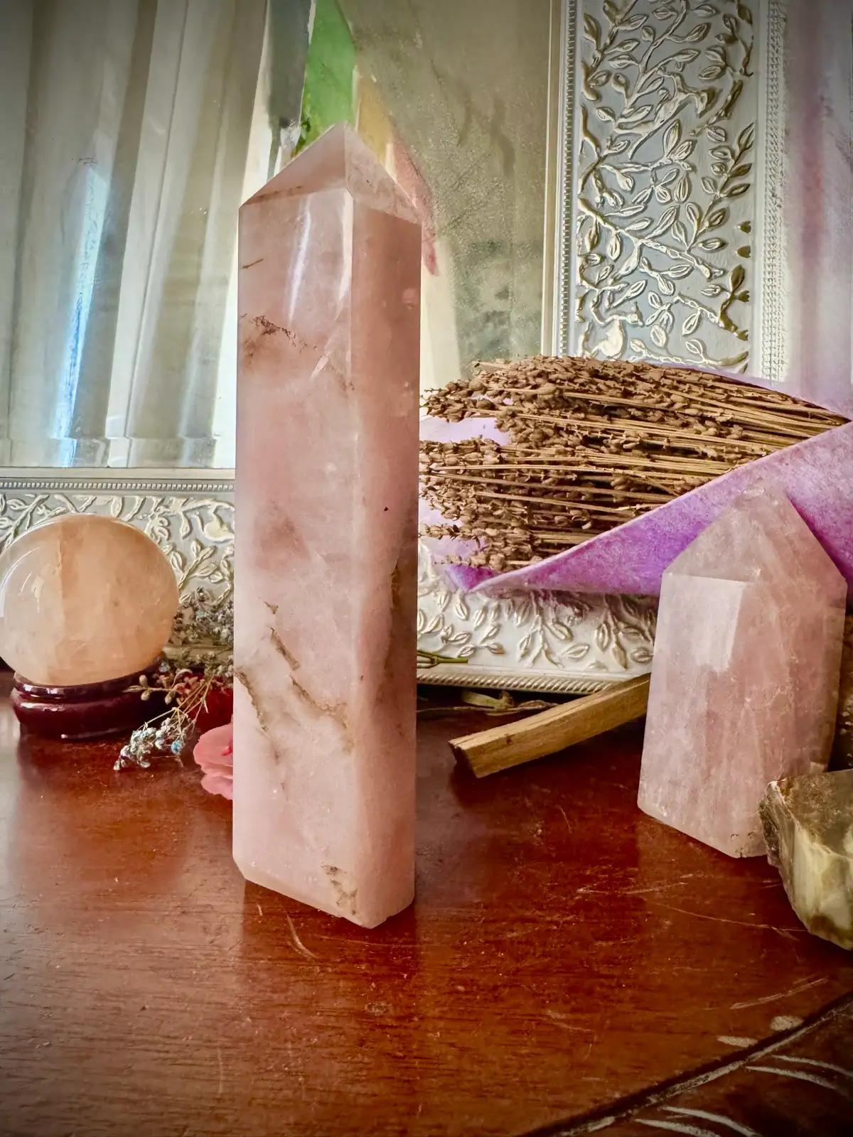 Rose Quartz Crystal Large Chunky tall tower – photo 2