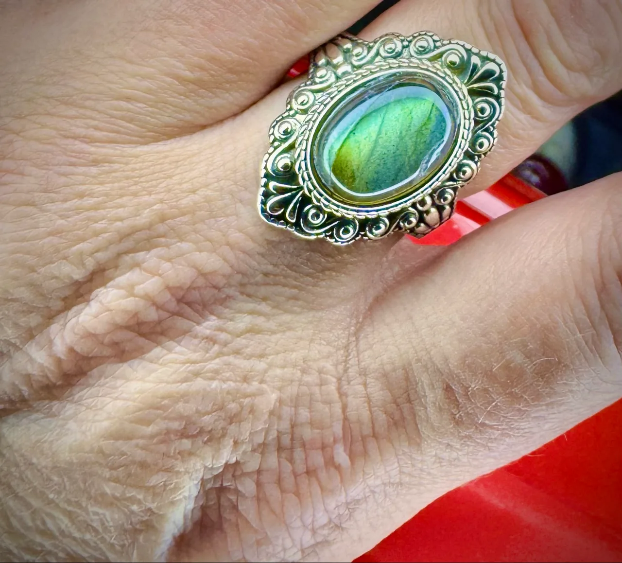 Labradorite Hand cast, cut stone Sterling silver ring — photo 5