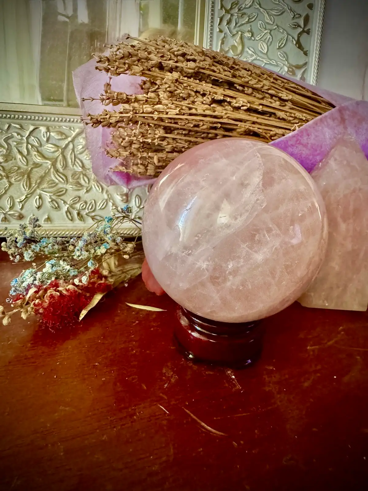 Large Rose Quartz Crystal Sphere – photo 4