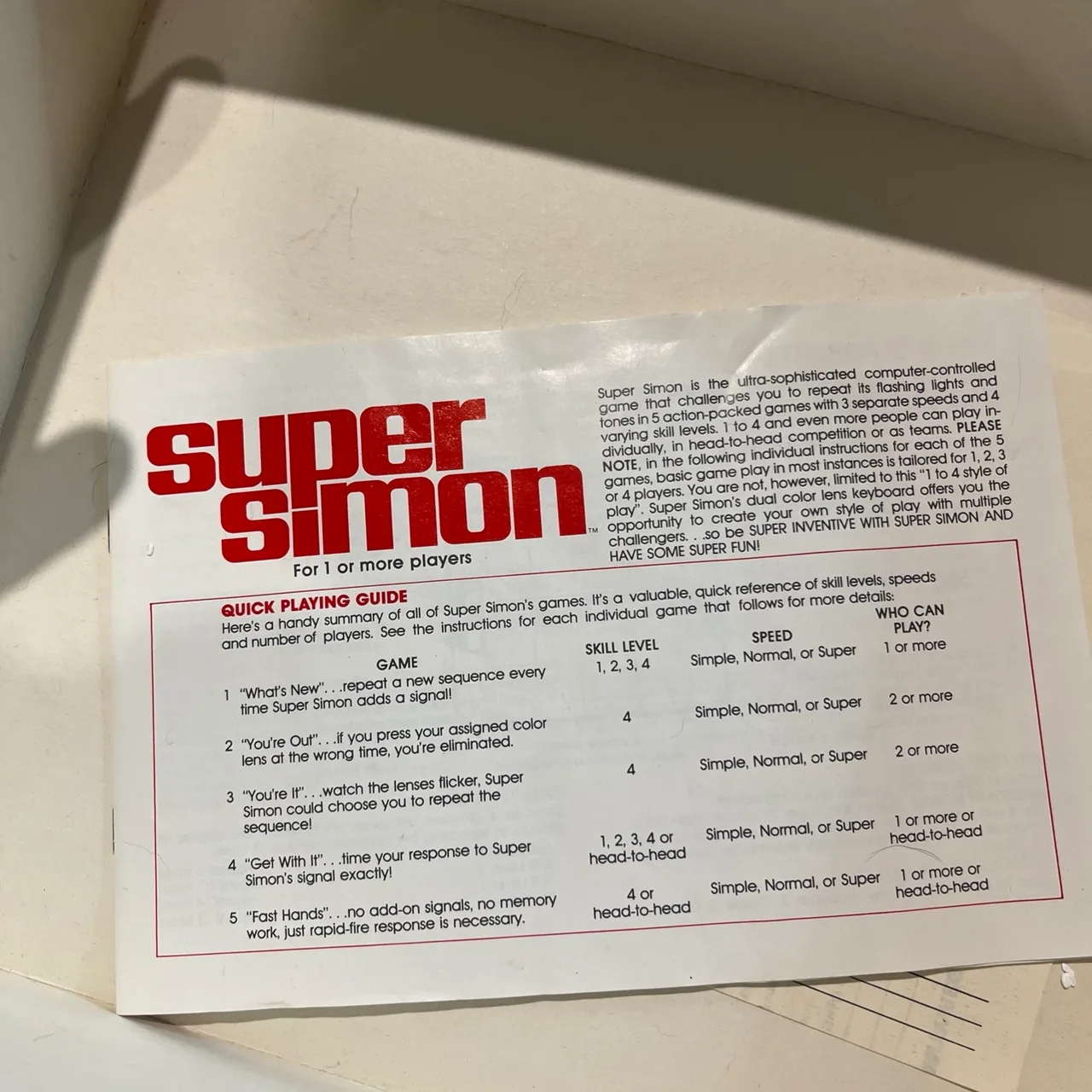 Super Simon Vintage 1979 Milton Bradley Electronic Memory Game w Original Box — photo 10