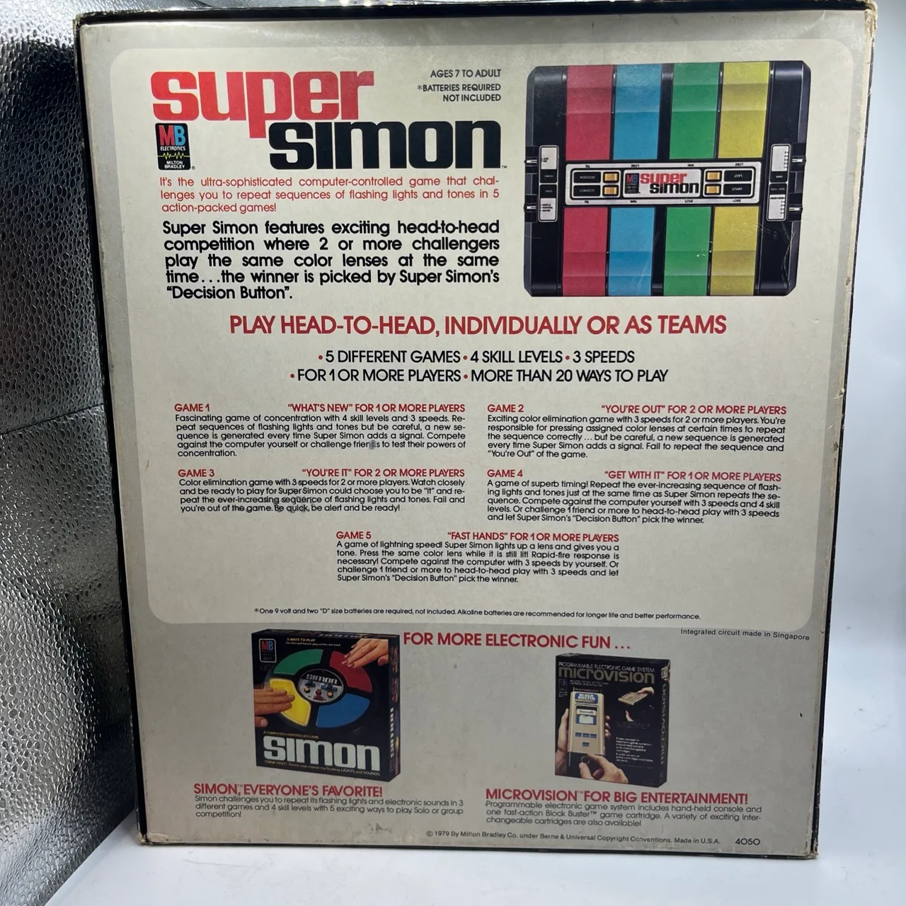 Super Simon Vintage 1979 Milton Bradley Electronic Memory Game w Original Box — photo 3