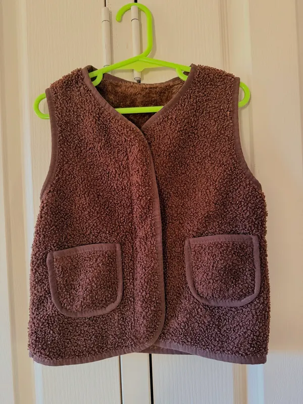Light Brown fleece vest with pockets, size 2