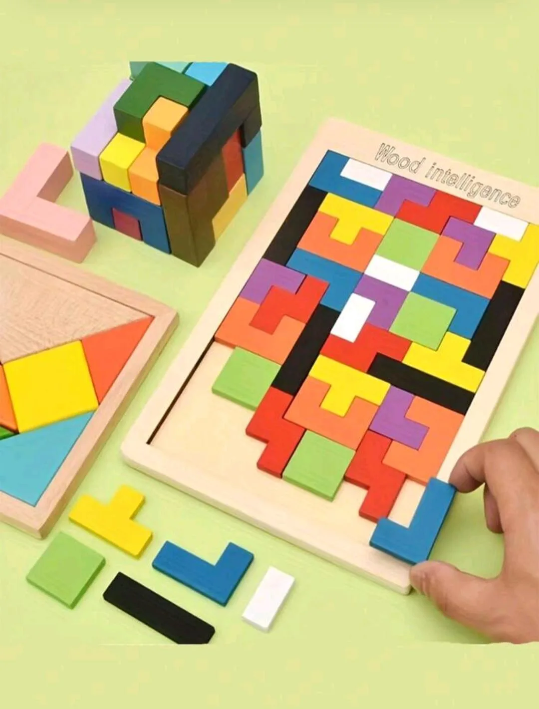 Puzzle Wooden Tangram for Kids Children Toys Learning Education Board Montessori – photo 4