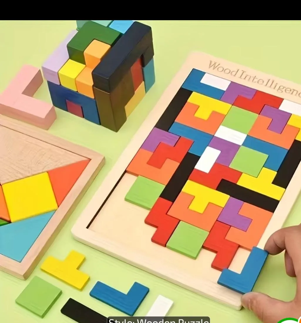 Puzzle Wooden Tangram for Kids Children Toys Learning Education Board Montessori – photo 5